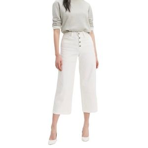 Levi’s high waist cropped button fly jeans in white